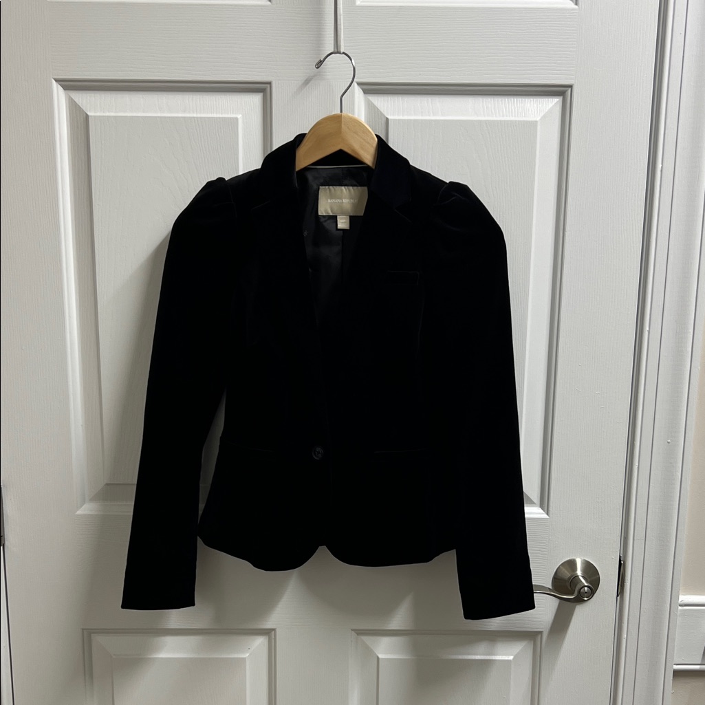 Banana Republic Womens Black Velvet Jacket Size 00p Petite 00 New Banana Republic Womens Black Velvet Jacket Size 00p Petite 00 New
